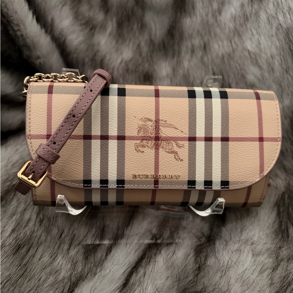 Burberry Haymarket Check Henley Wallet On Chain